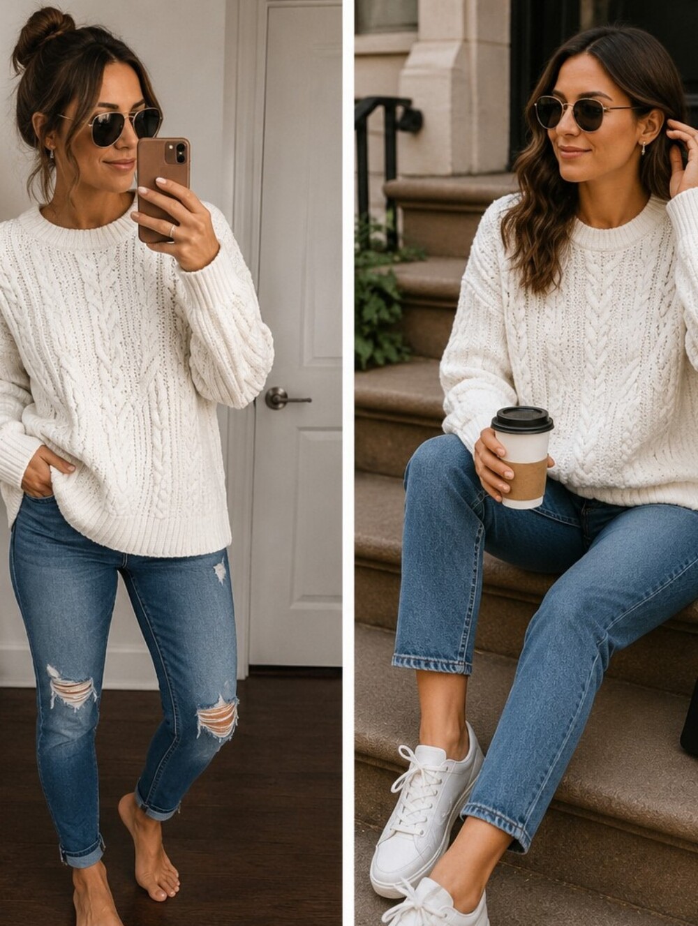 Confess WHITE CREW SWEATER 🍂